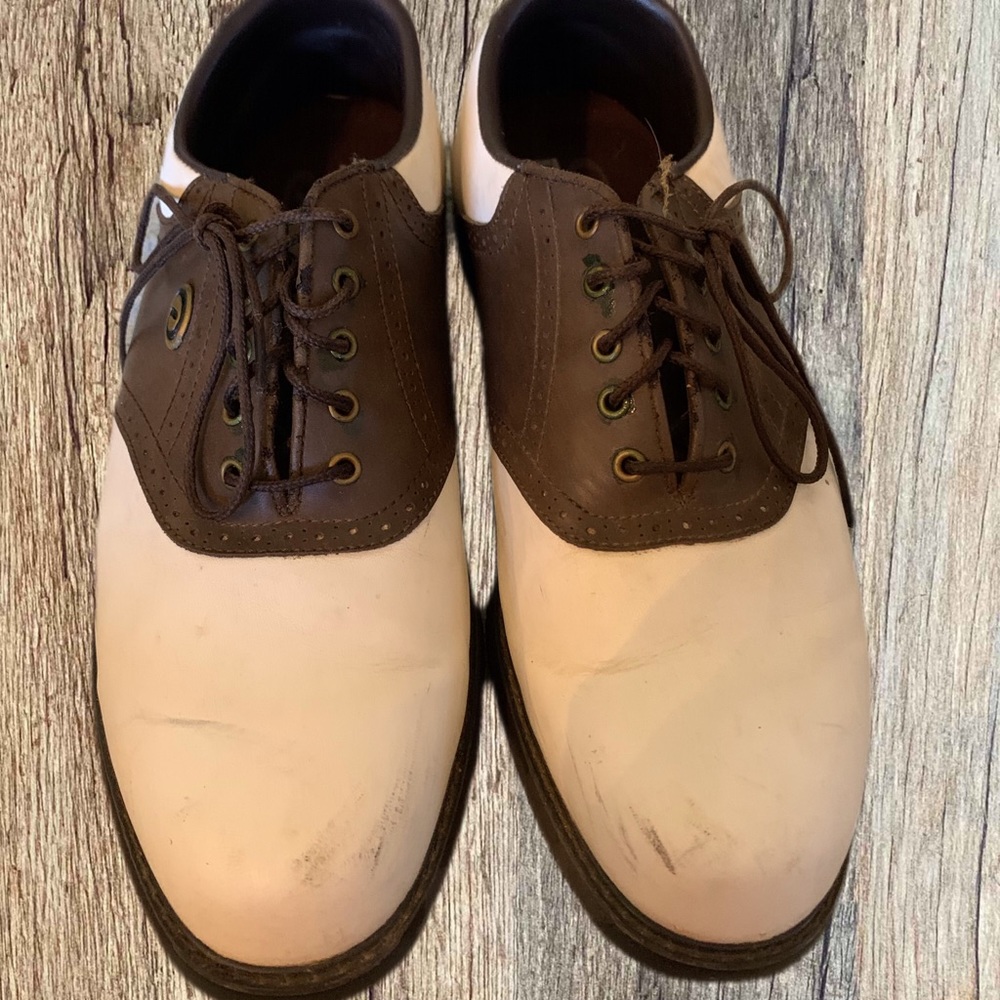 Men’s Dexter Golf Shoes Used Size 9.5 White/Brown Used